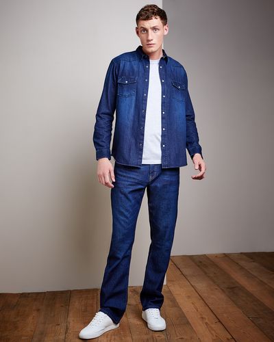 Regular Fit Long-Sleeved Denim Shirt